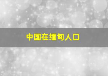 中国在缅甸人口