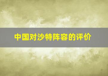 中国对沙特阵容的评价