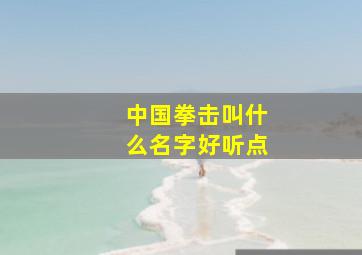 中国拳击叫什么名字好听点