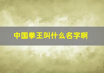 中国拳王叫什么名字啊