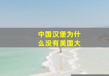 中国汉堡为什么没有美国大