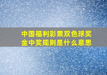 中国福利彩票双色球奖金中奖规则是什么意思