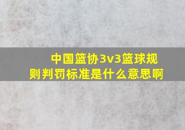 中国篮协3v3篮球规则判罚标准是什么意思啊