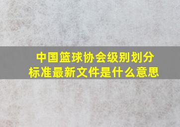 中国篮球协会级别划分标准最新文件是什么意思