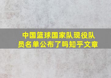 中国篮球国家队现役队员名单公布了吗知乎文章