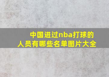 中国进过nba打球的人员有哪些名单图片大全