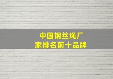 中国钢丝绳厂家排名前十品牌