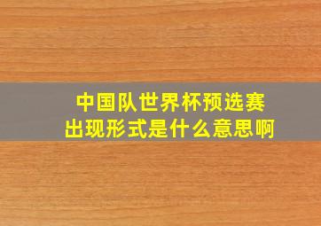 中国队世界杯预选赛出现形式是什么意思啊