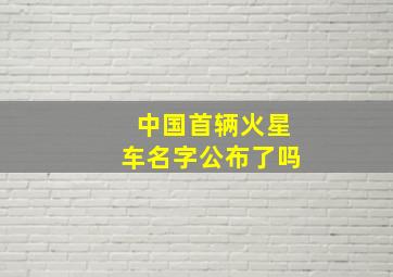 中国首辆火星车名字公布了吗