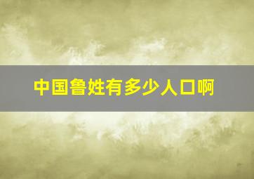 中国鲁姓有多少人口啊