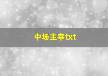 中场主宰txt