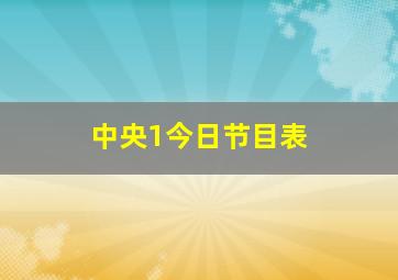 中央1今日节目表