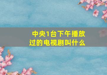 中央1台下午播放过的电视剧叫什么