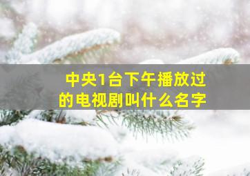 中央1台下午播放过的电视剧叫什么名字