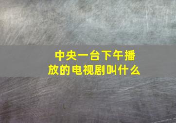 中央一台下午播放的电视剧叫什么