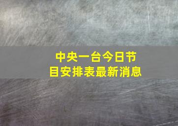 中央一台今日节目安排表最新消息