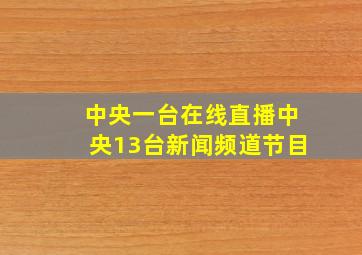 中央一台在线直播中央13台新闻频道节目