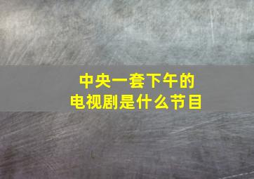 中央一套下午的电视剧是什么节目