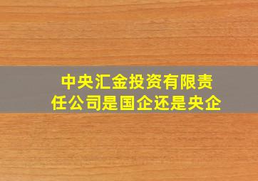 中央汇金投资有限责任公司是国企还是央企