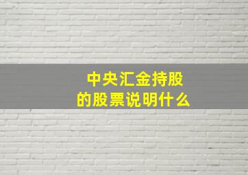 中央汇金持股的股票说明什么