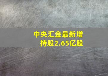 中央汇金最新增持股2.65亿股