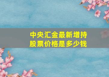 中央汇金最新增持股票价格是多少钱