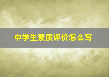 中学生素质评价怎么写