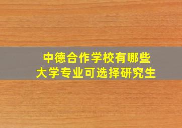 中德合作学校有哪些大学专业可选择研究生