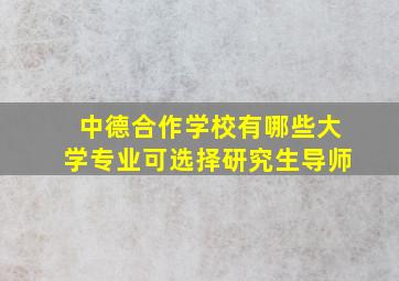 中德合作学校有哪些大学专业可选择研究生导师