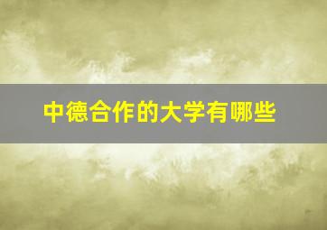 中德合作的大学有哪些