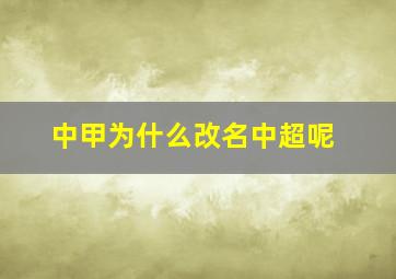 中甲为什么改名中超呢