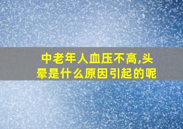 中老年人血压不高,头晕是什么原因引起的呢