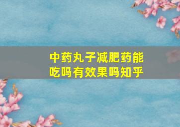 中药丸子减肥药能吃吗有效果吗知乎