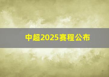 中超2025赛程公布