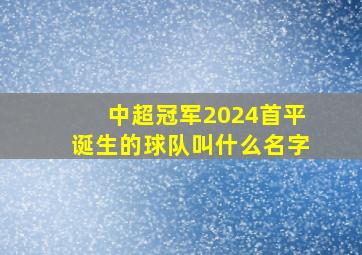 中超冠军2024首平诞生的球队叫什么名字