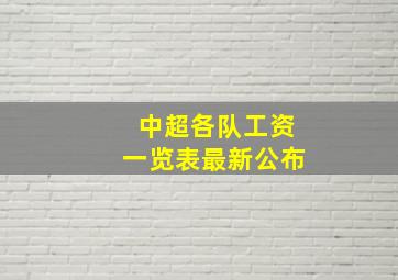 中超各队工资一览表最新公布