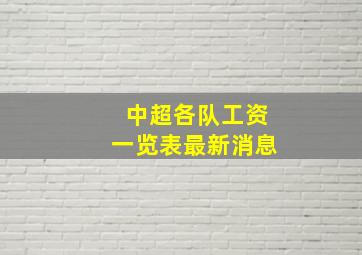 中超各队工资一览表最新消息