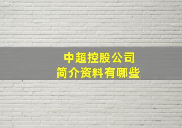 中超控股公司简介资料有哪些