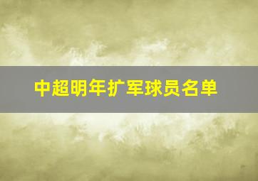 中超明年扩军球员名单