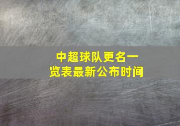 中超球队更名一览表最新公布时间