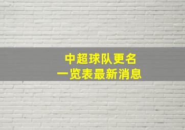 中超球队更名一览表最新消息