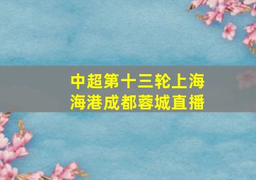 中超第十三轮上海海港成都蓉城直播