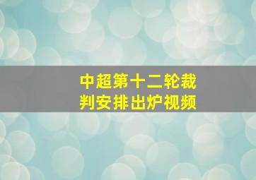 中超第十二轮裁判安排出炉视频