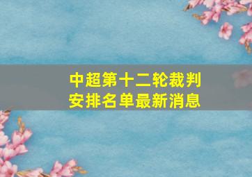 中超第十二轮裁判安排名单最新消息