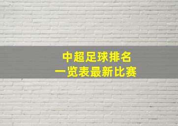 中超足球排名一览表最新比赛