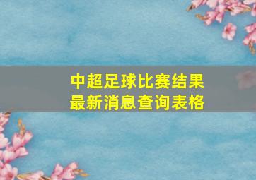 中超足球比赛结果最新消息查询表格