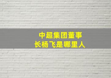 中超集团董事长杨飞是哪里人