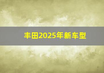 丰田2025年新车型