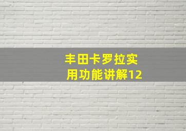 丰田卡罗拉实用功能讲解12