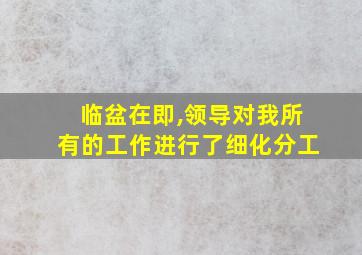 临盆在即,领导对我所有的工作进行了细化分工